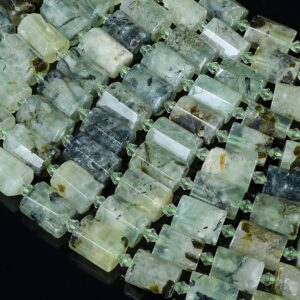 17-19x11-13mm Prehnite Gemstone Faceted Round Tube Loose Beads (s10)