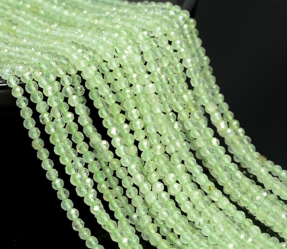 2mm Prehnite Gemstone Light Green Micro Faceted Round Grade Aaa Beads 15.5inch Bulk Lot 1,6,12,24 And 48 (80010131-a196)