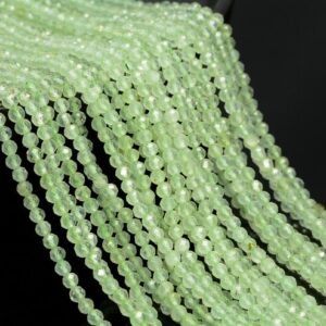 3mm Prehnite Gemstone Light Green Micro Faceted Round Grade Aaa Beads 15.5inch Bulk Lot 1,6,12,24 And 48 (80010130-a196)