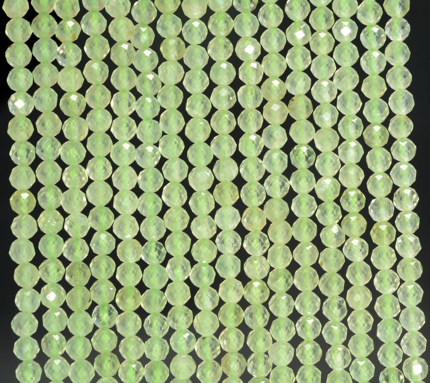 3mm Light Green Prehnite  Gemstone Grade Aaa Micro Faceted Round Loose Beads 15.5 Inch Full Strand (80010130-a196)