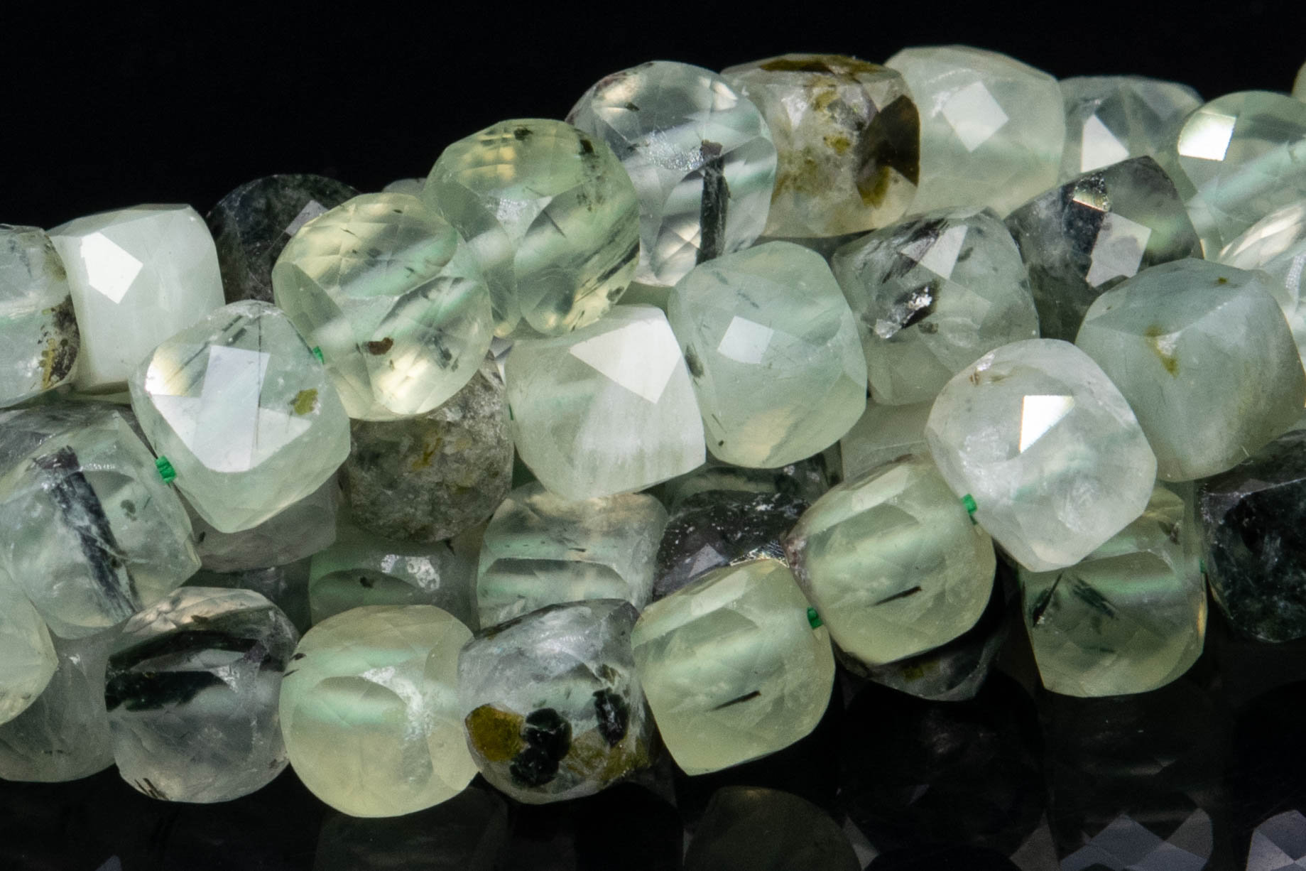 4-5mm Epidote In Prehnite Beads Faceted Cube Grade Aa Genuine Natural Gemstone Loose Beads 15" / 7.5" Bulk Lot Options (111732)