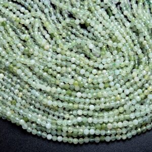 4-5mm Natural Prehnite Gemstone Grade Aaa Micro Faceted Round Beads 15 Inch Full Strand Bulk Lot 1,2,6,12 And 50 (80009441-p33)