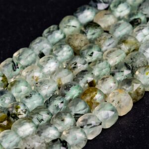 4x4mm Light Green Epidote In Prehnite Beads Faceted Cube Grade A Genuine Natural Gemstone Loose Beads 15" / 7.5" Bulk Lot Options (116881)