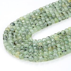 5-6mm Prehnite Gemstone Grade Aa Micro Faceted Square Cube Loose Beads (p24)