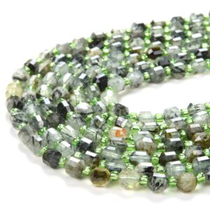 6mm Prehnite Gemstone Faceted Prism Double Point Cut Loose Beads (d112)
