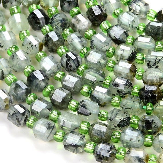 6mm Prehnite Gemstone Faceted Prism Double Point Cut Loose Beads Bulk Lot 1,2,6,12 And 50 (d112)