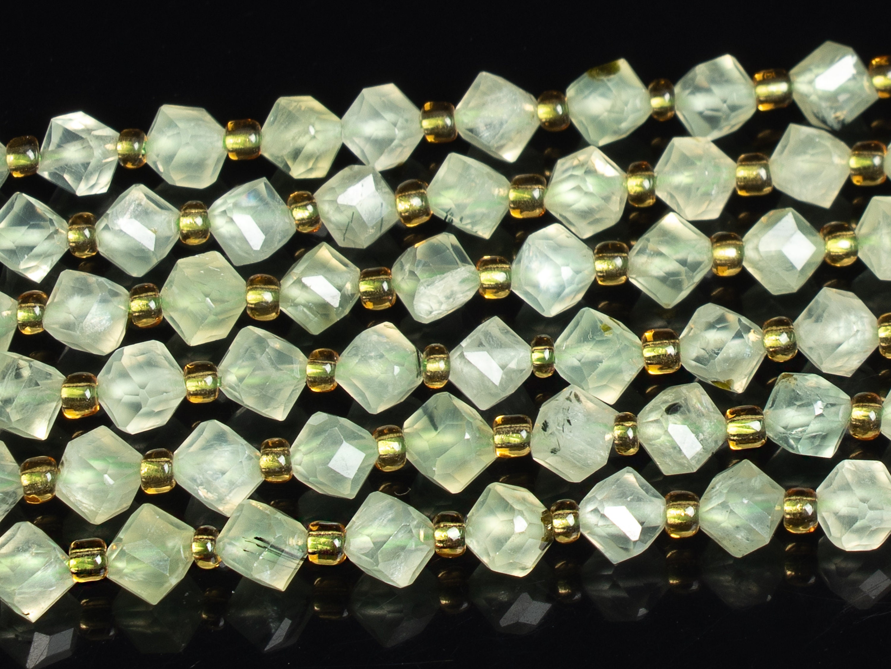 6mm Green Prehnite Beads Grade Aa Genuine Natural Gemstone Faceted Cube Loose Beads 15"/7.5" Bulk Lot Options (126547)