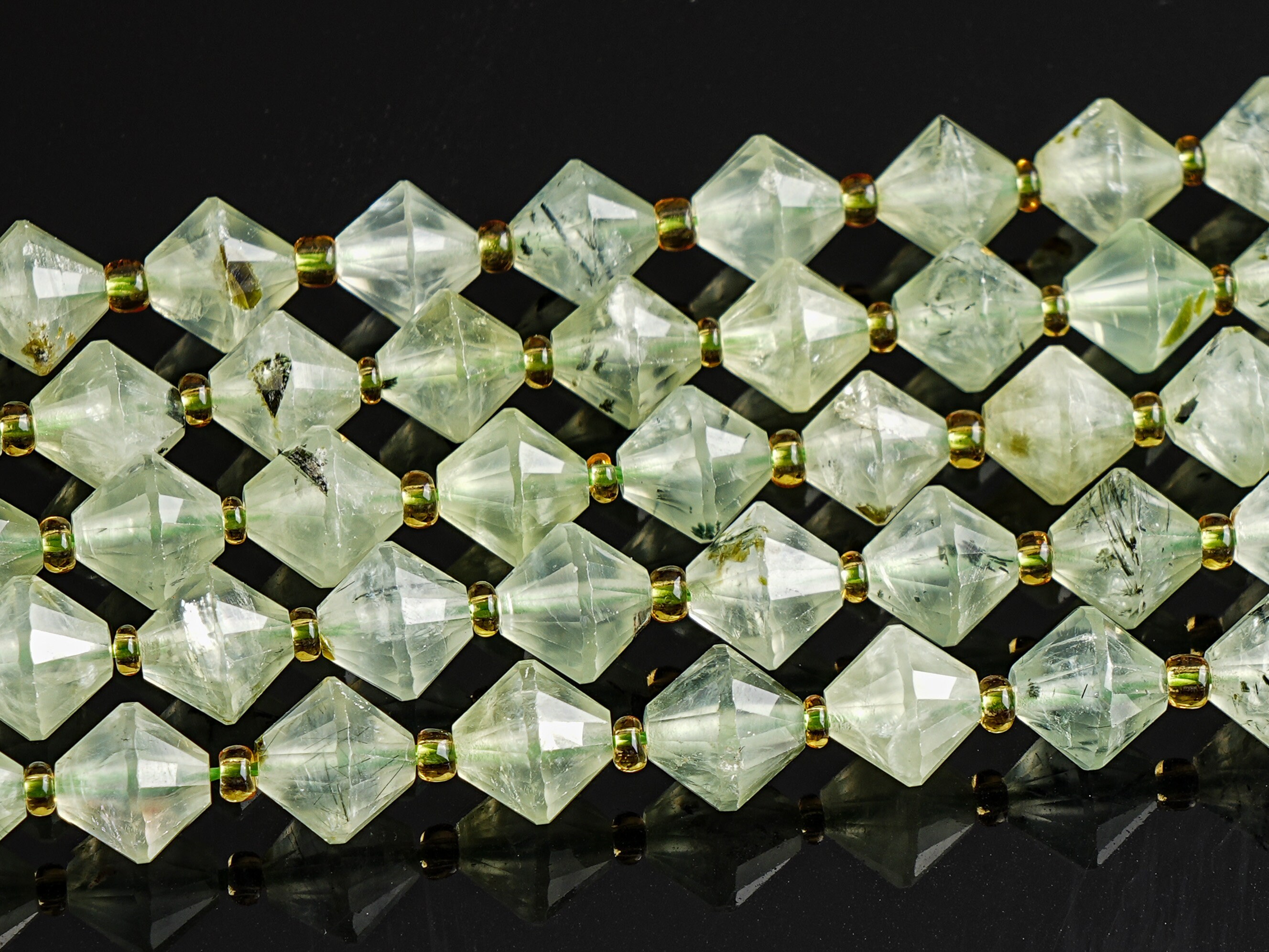 8mm Transparent Green Prehnite Beads Grade Aa Genuine Natural Gemstone Bicone Faceted Loose Beads 15"/7.5" Bulk Lot Options