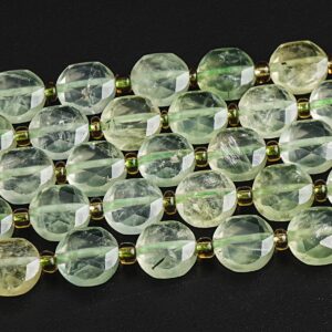 8mm Transparent Green Prehnite Beads Grade Aa Genuine Natural Gemstone Faceted Coin Loose Beads 15"/7.5" Bulk Lot Options