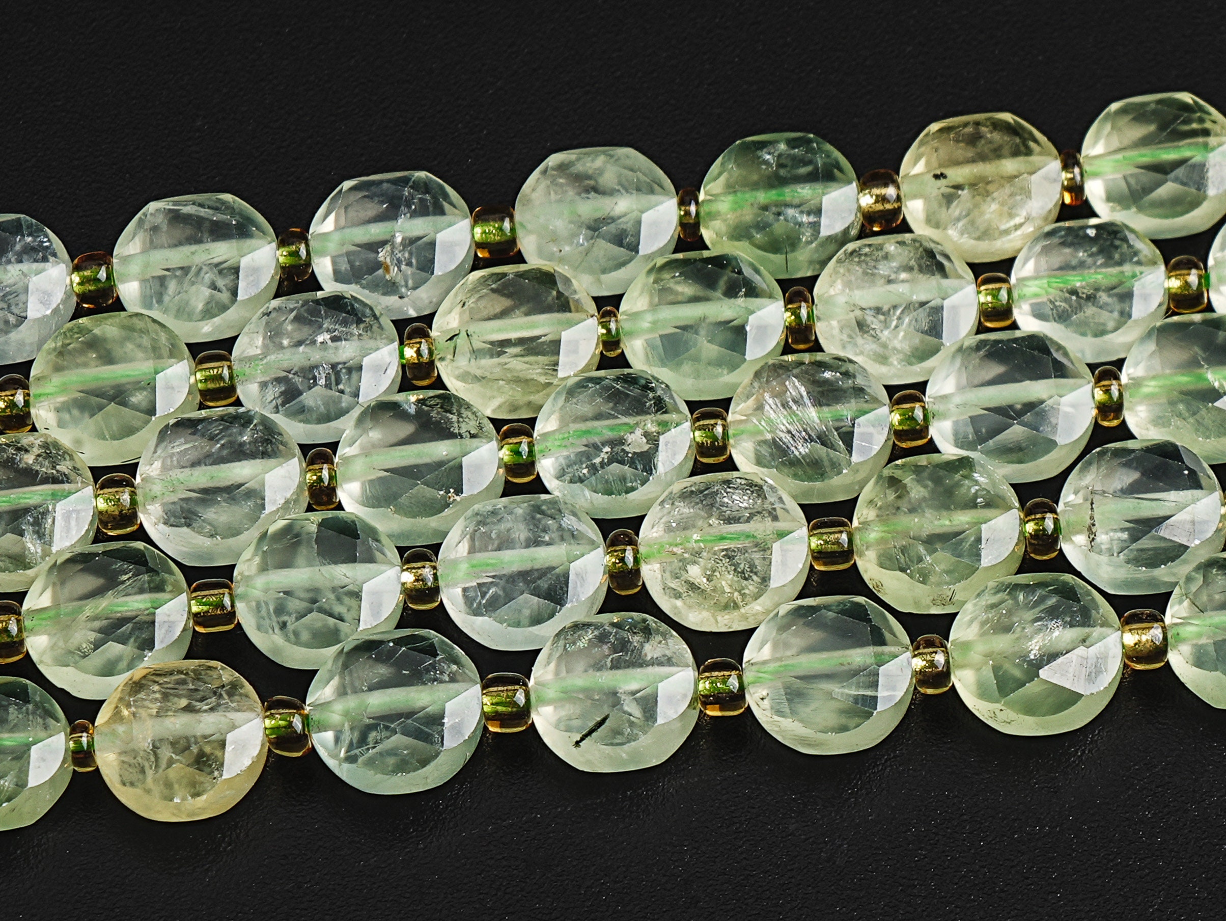 8mm Transparent Green Prehnite Beads Grade Aa Genuine Natural Gemstone Faceted Coin Loose Beads 15"/7.5" Bulk Lot Options
