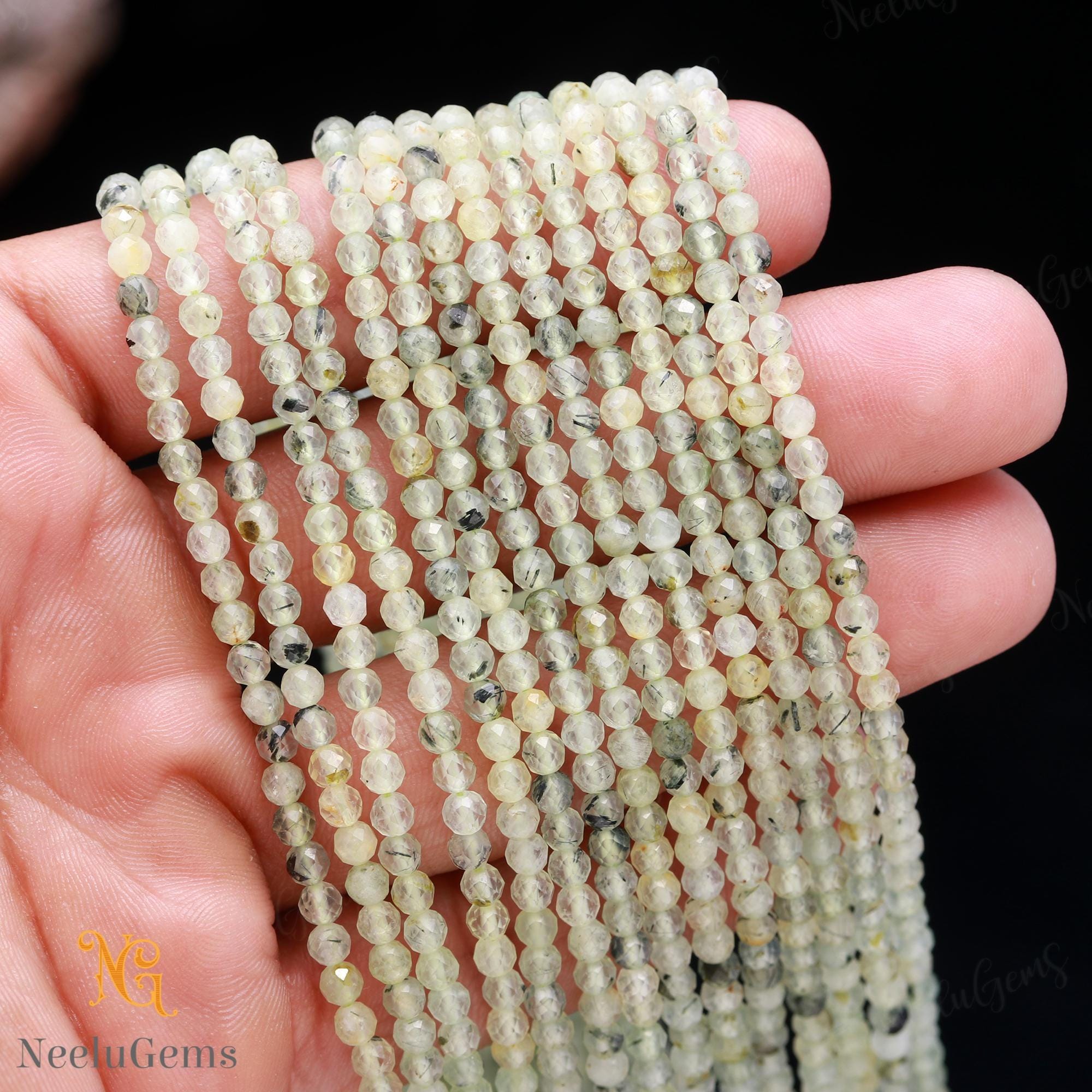 Aaa+ Natural Green Prehnite Microcut Faceted Beads,3.3-3.5 Mm Prehnite Tiny Rondelle Beads,13"gemstone Beads For Handmade Jewelry