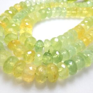 Aaa Shaded Green Prehnite Beads: 10mm Faceted Rondelles, 8 Inch Strand