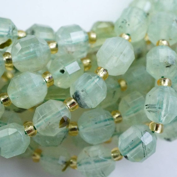 Prehnite Beads (barrel)(faceted)(8x7mm)(16"strand)