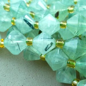 Prehnite Beads (bicone)(faceted)(8mm)(16"strand)