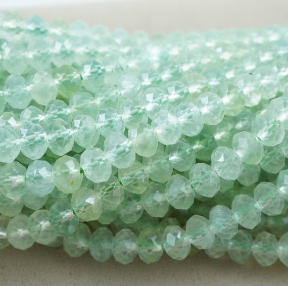 Prehnite Beads (rondelle)(faceted)(6x4mm)(15.5"strand)