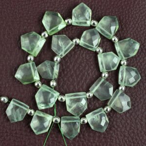Faceted Prehnite Gemstone Strand: Pentagon Shape, 10x12-11x13 Mm (18 Pieces)