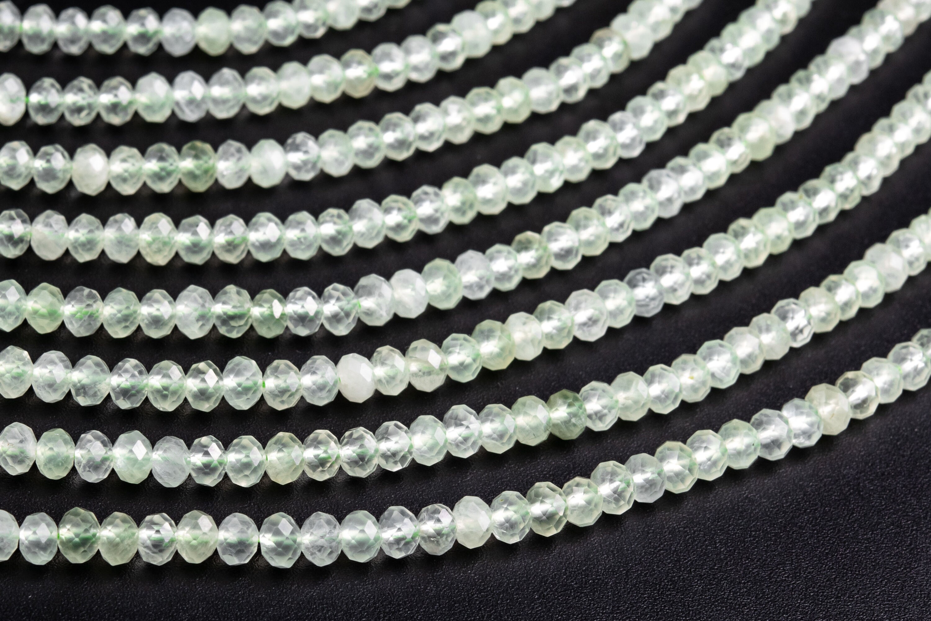 Natural Prehnite Gemstone Beads 5x3-4mm Light Green Faceted Rondelle Aa Quality Loose Beads (118454)