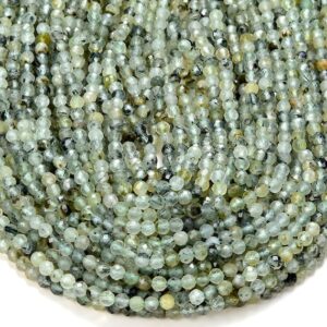 Natural Prehnite Gemstone Grade A Micro Faceted Round 2mm 4mm 5mm Loose Beads 15 Inch Full Strand Bulk Lot 1,2,6,12 And 50 (p55)