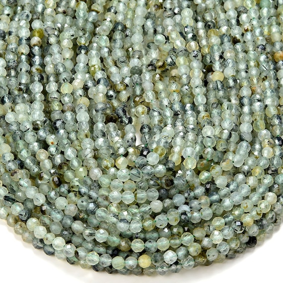 Natural Prehnite Gemstone Grade A Micro Faceted Round 2mm 4mm 5mm Loose Beads 15 Inch Full Strand Bulk Lot 1,2,6,12 And 50 (p55)