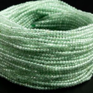 Natural Green Prehnite Gemstone Grade Aaa Faceted Round 2mm Loose Beads