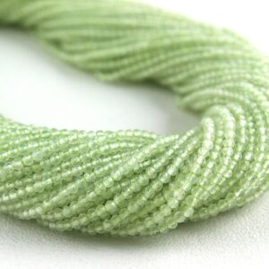 Natural Prehnite Rondelle Beads: Faceted Green Gemstone Strand (2mm)