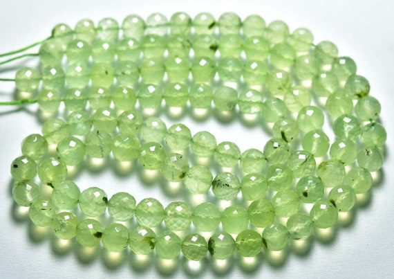 Prehnite Round Beads - 8 Inches - Natural Super Quality Prehnite Faceted Round Strand - Size Is 8.5 Mm #762