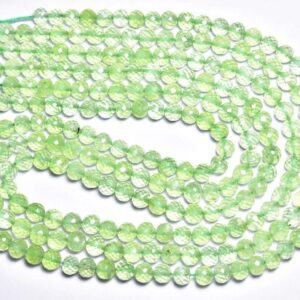 Superb Prehnite Round Beads - 16 Inches - Natural Super Quality Prehnite Faceted Round Strand - Size Is 6 Mm #774