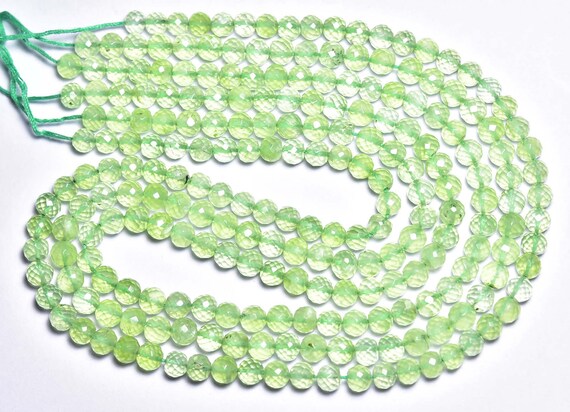 Superb Prehnite Round Beads - 16 Inches - Natural Super Quality Prehnite Faceted Round Strand - Size Is 6 Mm #774
