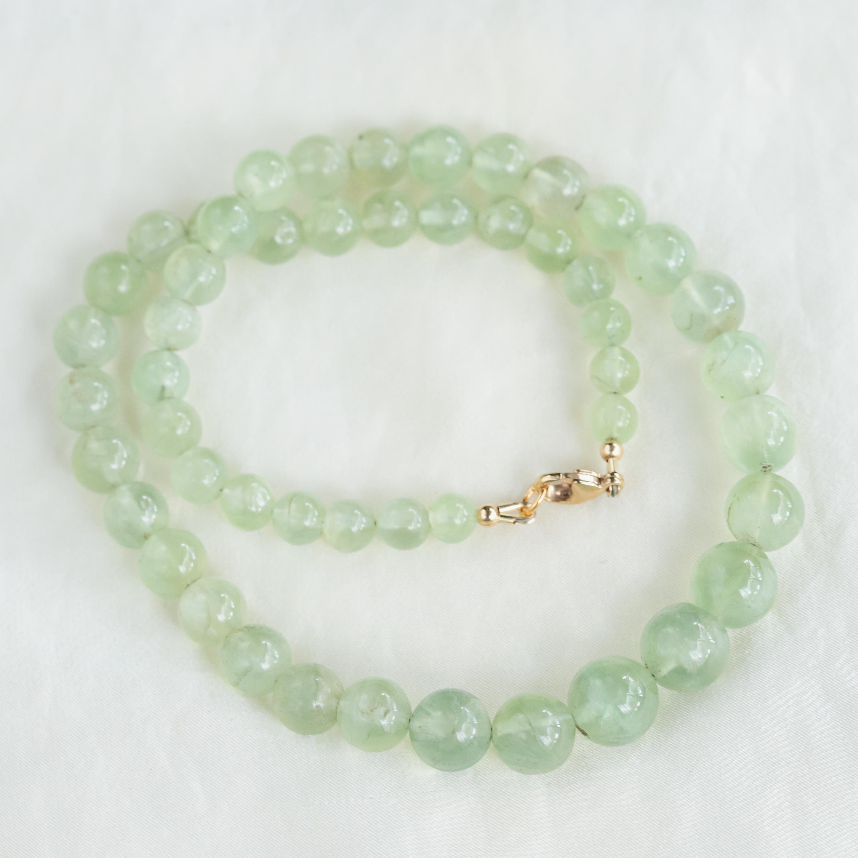 Prehnite Necklace | 100% Genuine Prehnite Beaded Necklace [enpp1751] | Dainty Beaded Prehnite Necklace | Aaaa Prehnite Jewelry | Prehnite