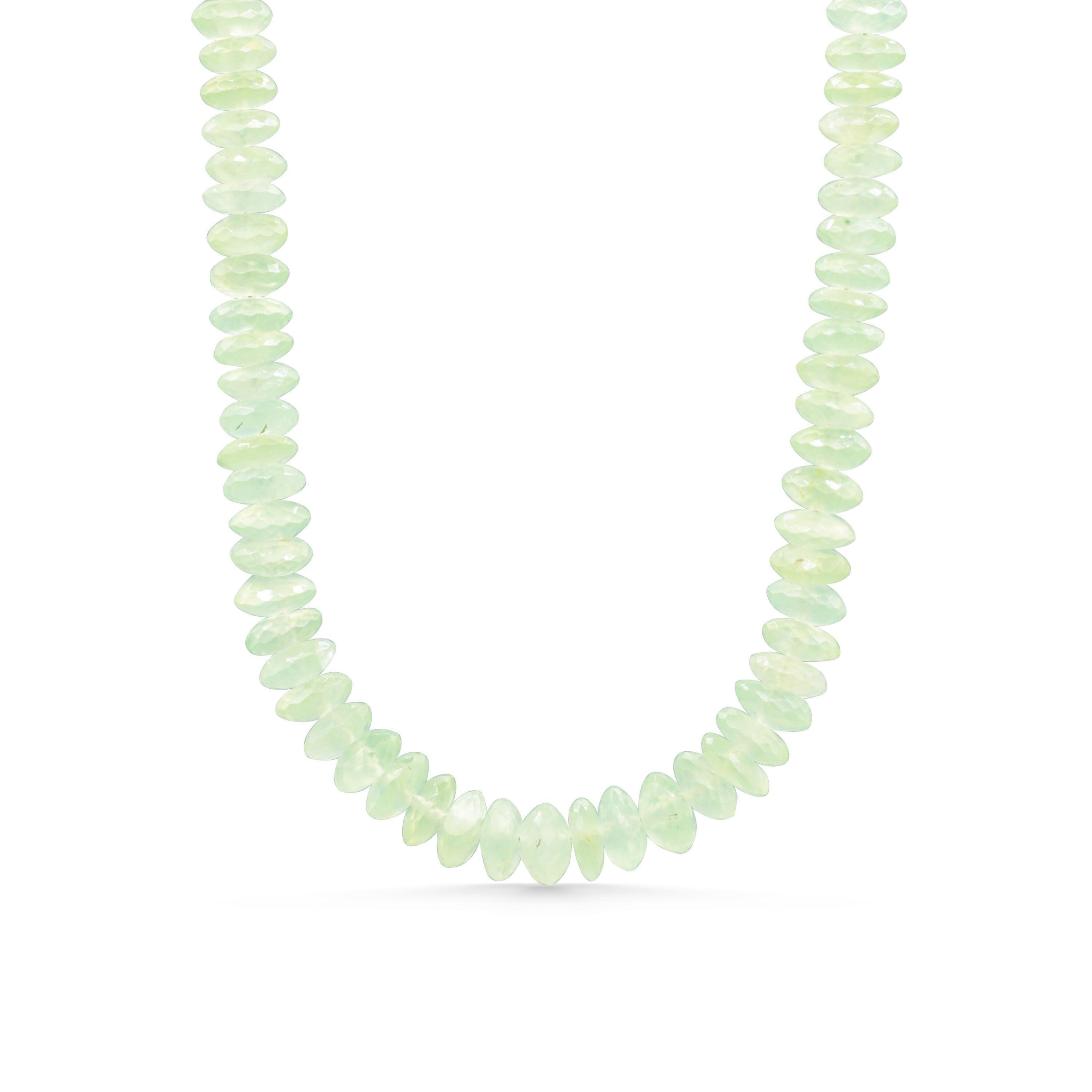 14k Gold Prehnite Necklace | 100% Genuine Prehnite Beaded Necklace [enpm1735] | Dainty Beaded Prehnite Necklace | Aaaa Prehnite Jewelry