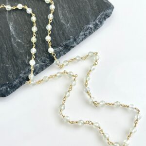 Prehnite Beaded Necklace, Light Lime Green Round Bead Chocker in Gold Filled, Sage Summer Necklace, Dainty Jewelry, Graduation Gift for her