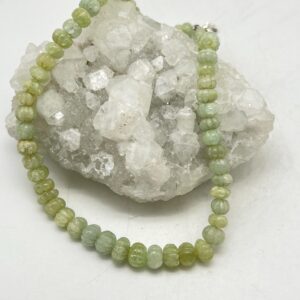 Carved Prehnite Beaded Necklace 20-22” Adjustable