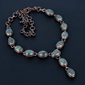 Electroformed Copper Moss Prehnite Necklace - Handmade Gemstone Jewelry