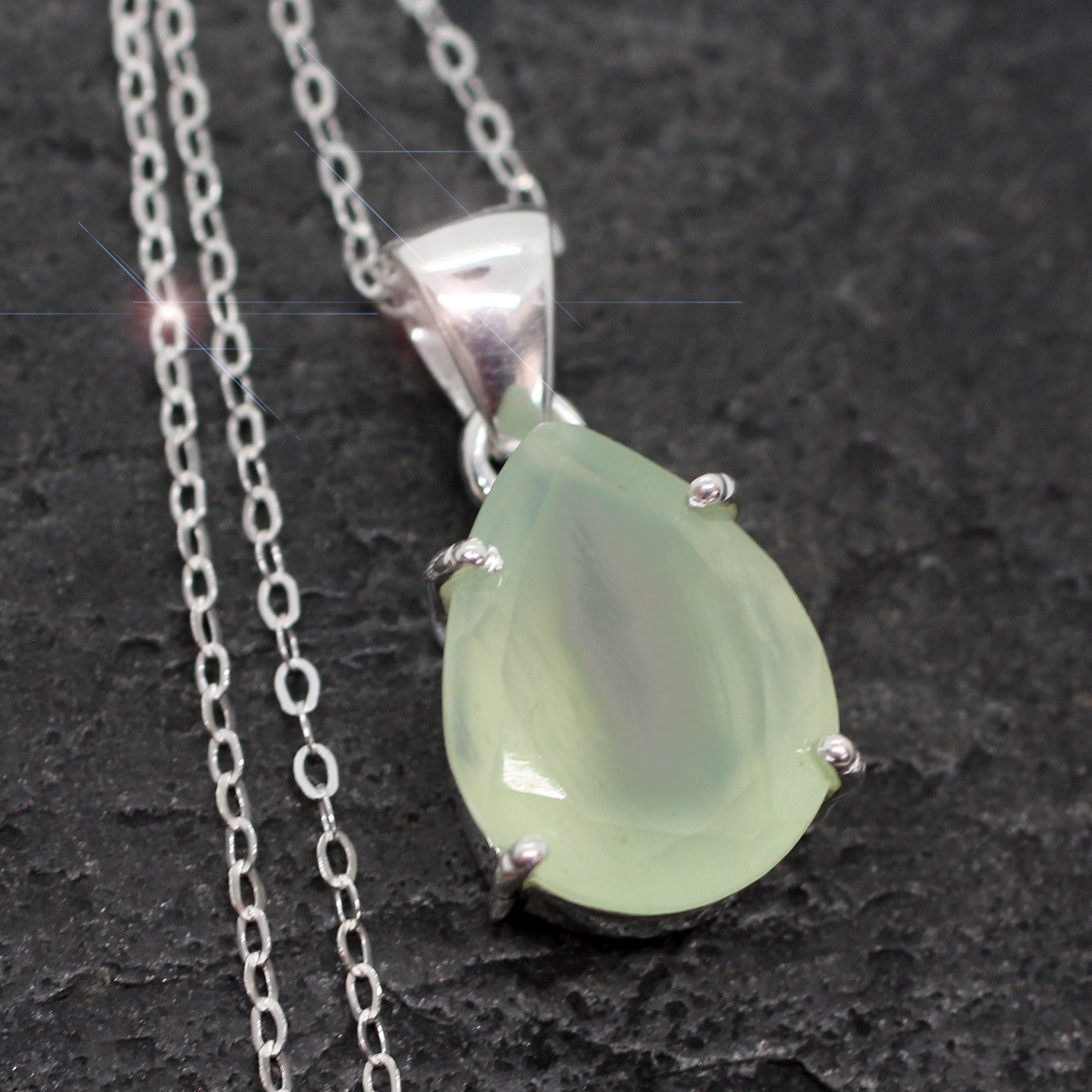 Green Apple - Prehnite Sterling Silver Necklace Green Apple - Prehnite Sterling Silver Necklace