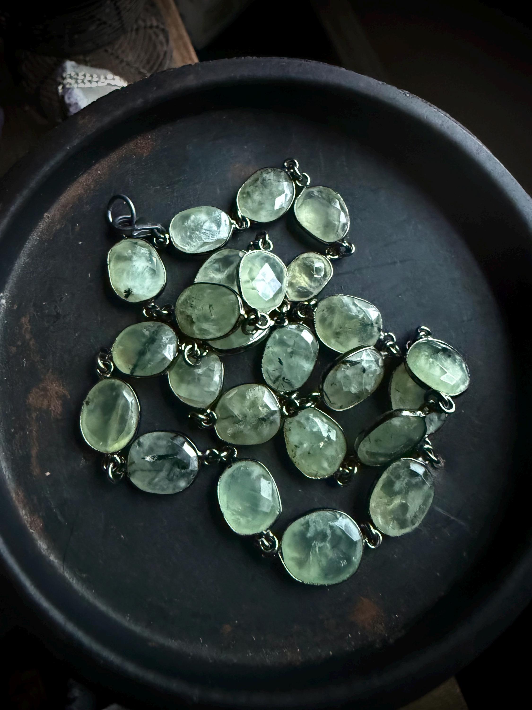 Prehnite Necklace, Green Stone Necklace, Statement Necklace, Gift For Her