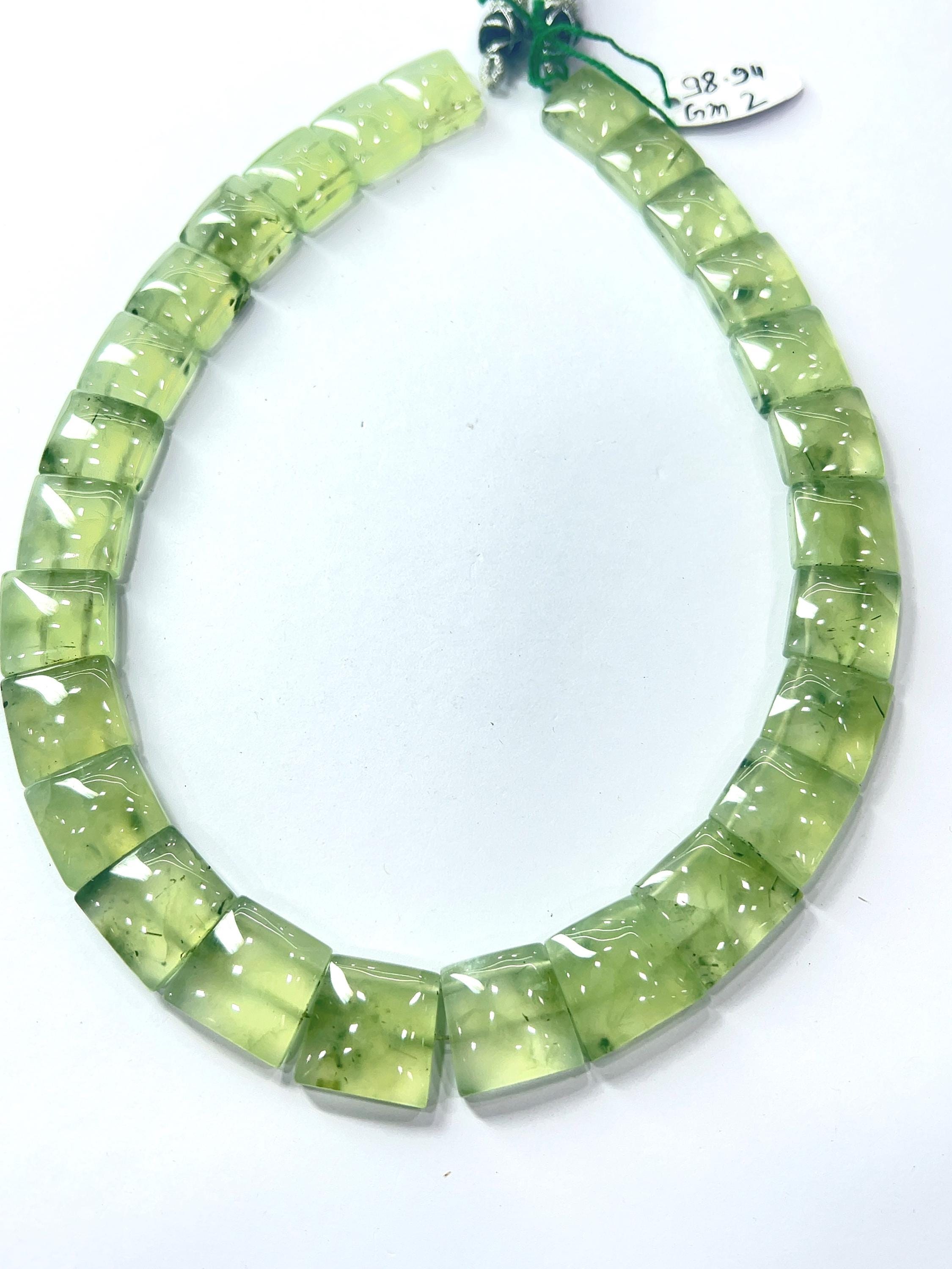 Handmade Green Prehnite Choker: Boho Gemstone Necklace, 16 Inch