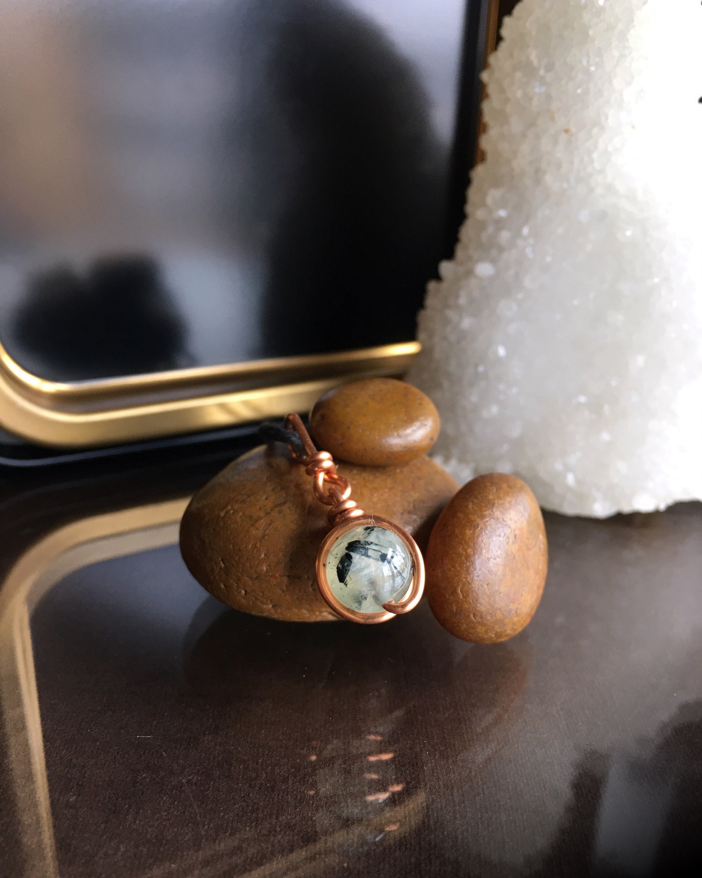 Minimalist Prehnite Necklace, Sacred Love Stone, Gift Box