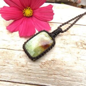 Mother's Day Gift, Prehnite Macrame Necklace, Prehnite Jewelry, Macrame Necklace, Yellow Gemstone, Positive Energy, Gift For Friend
