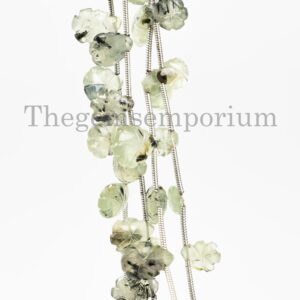 Natural Prehnite Carving Pears Beads, Green Prehnite Star Carving Beads, Loose Carvings for Necklace Making, Wholesale Bulk Beading Supplies