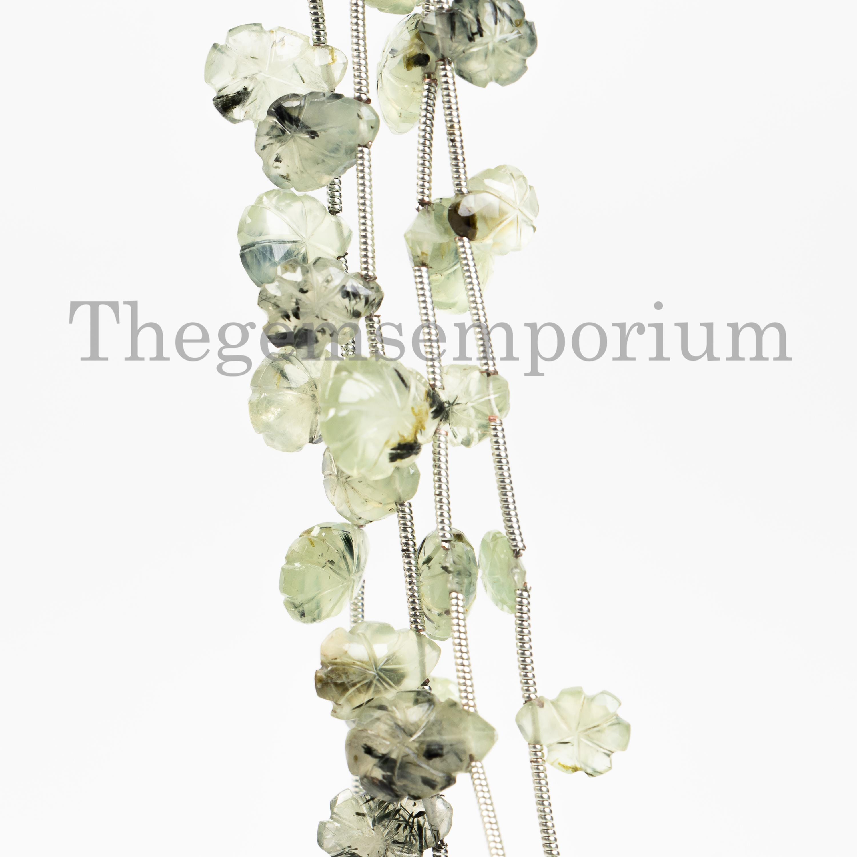 Natural Prehnite Carving Pears Beads, Green Prehnite Star Carving Beads, Loose Carvings For Necklace Making, Wholesale Bulk Beading Supplies