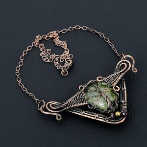 Real Prehnite Necklace, Pure Copper Wire Wrapped Necklace, Natural Prehnite Gemstone Necklace, Handmade Chain Necklace Jewelry Gifts For Her