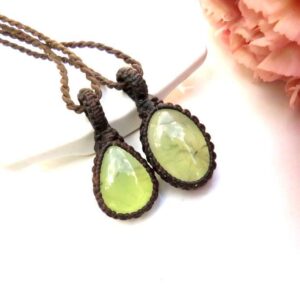 Prehnite Necklace Set, Macrame Necklace, Layering Necklace, Soulmate Gift, Best Friend Gift, Wife Gift, Mother Daughter Gift, Green Crystal