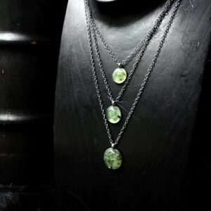 Prehnite necklace, triple strand necklace, green stone necklace, gift for her