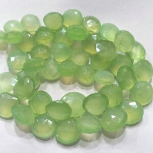 10 Beads, mystic Prehnite Chalcedony Faceted Heart Shape Briolettes,Size 12-14mm 10 Beads, mystic Prehnite Chalcedony Faceted Heart Shape Briolettes,Size 12-14mm