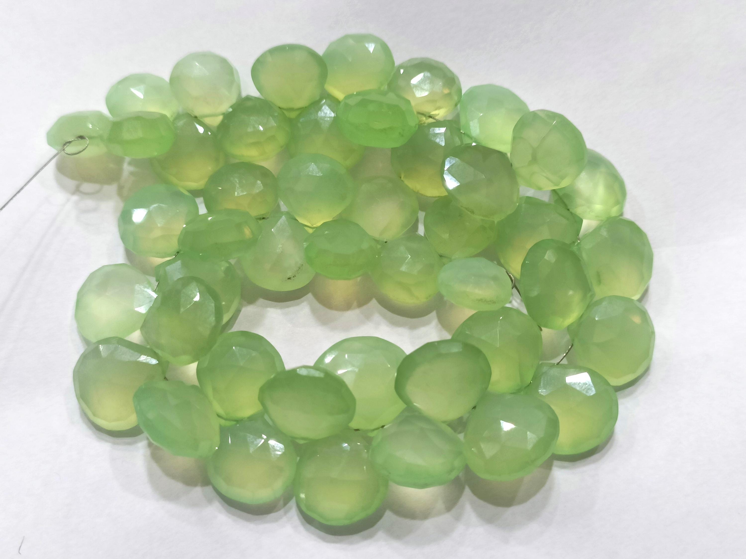 10 Beads, Mystic Prehnite Chalcedony Faceted Heart Shape Briolettes,size 12-14mm 10 Beads, Mystic Prehnite Chalcedony Faceted Heart Shape Briolettes,size 12-14mm