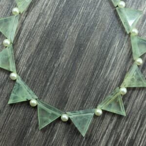 23 Faceted Prehnite Trillion Beads: Briolette Gemstone Necklace (12x12-14x14 MM) 23 Faceted Prehnite Trillion Beads: Briolette Gemstone Necklace (12x12-14x14 MM)