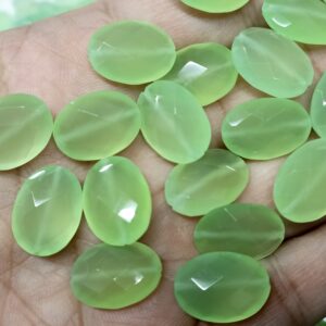 3 Matched Pair, Prehnite Chalcedony Faceted Oval Shape Briolettes,Size 13x18mm 3 Matched Pair, Prehnite Chalcedony Faceted Oval Shape Briolettes,Size 13x18mm
