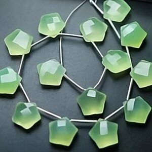 3 Matched Pair, Prehnite Chalcedony Faceted Star Shape Briolettes,Size 12mm 3 Matched Pair, Prehnite Chalcedony Faceted Star Shape Briolettes,Size 12mm