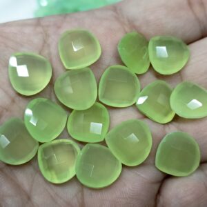 3 Matched Pair, Prehnite Chalcedony Faceted Heart Shape Briolettes,Size 14mm 3 Matched Pair, Prehnite Chalcedony Faceted Heart Shape Briolettes,Size 14mm