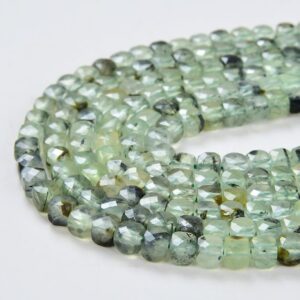 4MM Prehnite Gemstone Grade A Micro Faceted Square Cube Beads 15 inch Full Strand BULK LOT 1,2,6,12 and 50 (80007868-P7) 4MM Prehnite Gemstone Grade A Micro Faceted Square Cube Beads 15 inch Full Strand BULK LOT 1,2,6,12 and 50 (80007868-P7)